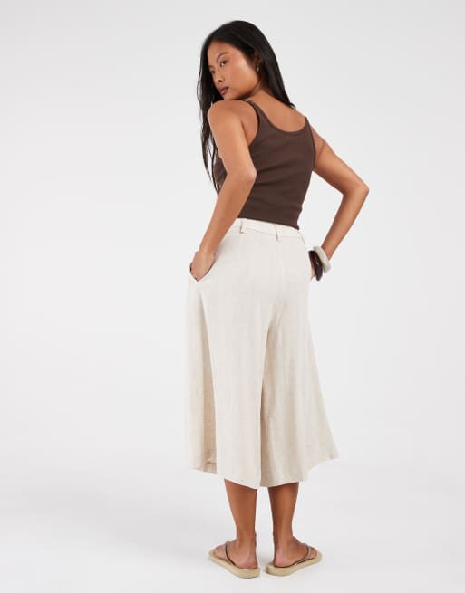 ASOS DESIGN Petite maßgeschneiderte Culotte mit hohem Bund und Leinen, 5 von 5