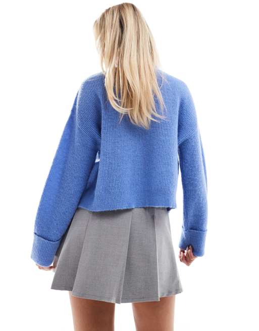 ASOS DESIGN Petite - Maglione blu con scollo a imbuto, 2 di 4