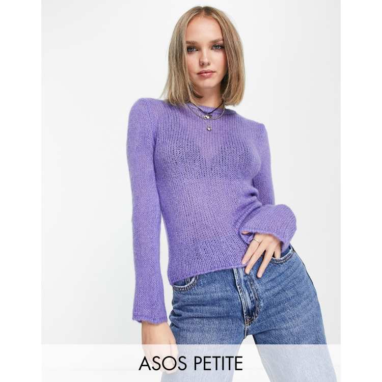 ASOS DESIGN - Maglione in maglia trasparente a righe lilla