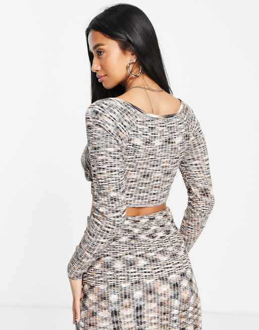 ASOS DESIGN Petite - Maglione mélange con cut-out in coordinato, 2 di 4