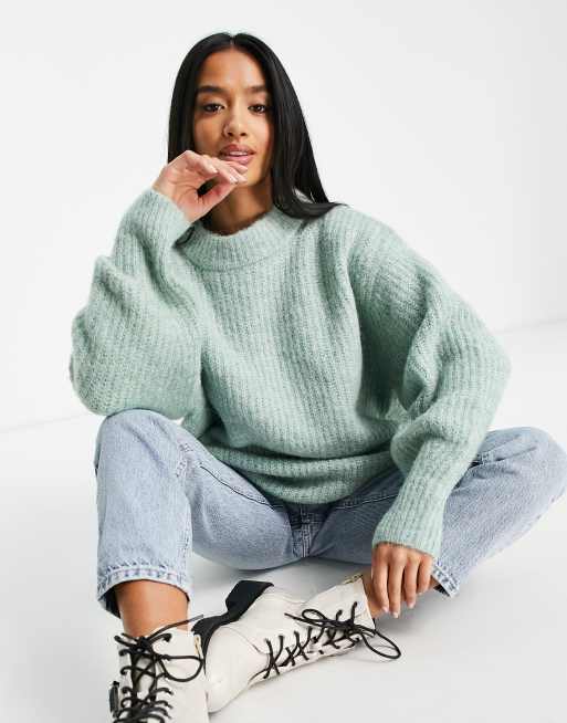 ASOS DESIGN Petite Maglione oversize in lana premium a coste