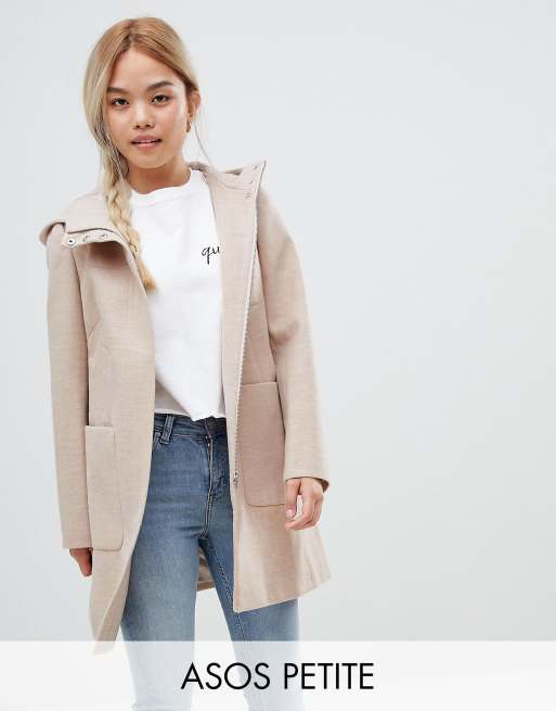 ASOS DESIGN Petite Manteau fermeture clair et capuche