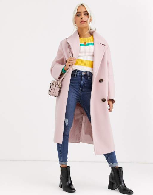 ASOS DESIGN Petite Manteau classique avec boutons tendance Rose