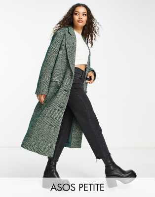 ASOS DESIGN Petite Manteau dad en serg de laine m lang e Vert