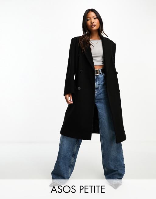 ASOS DESIGN Petite Manteau dad mi long Noir