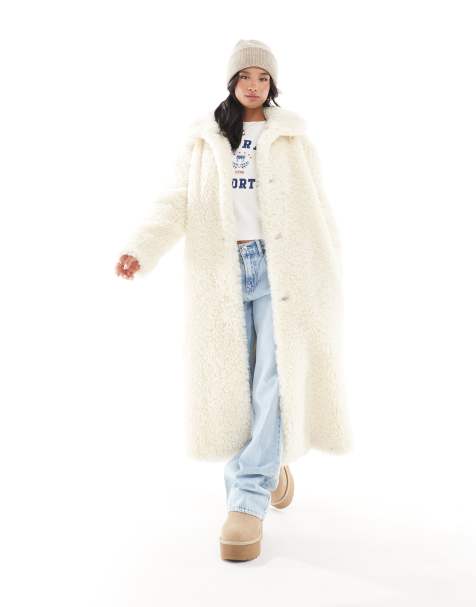 ASOS DESIGN Petite - Manteau long en tissu bouclé imitation peau de mouton - Neutre - view 1