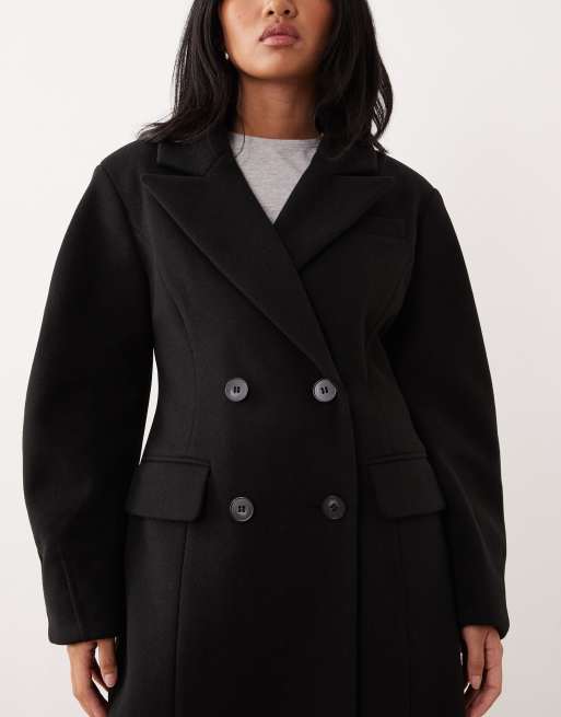 ASOS DESIGN Petite - Manteau long habillé effet sculptant - Noir, 2 de 4