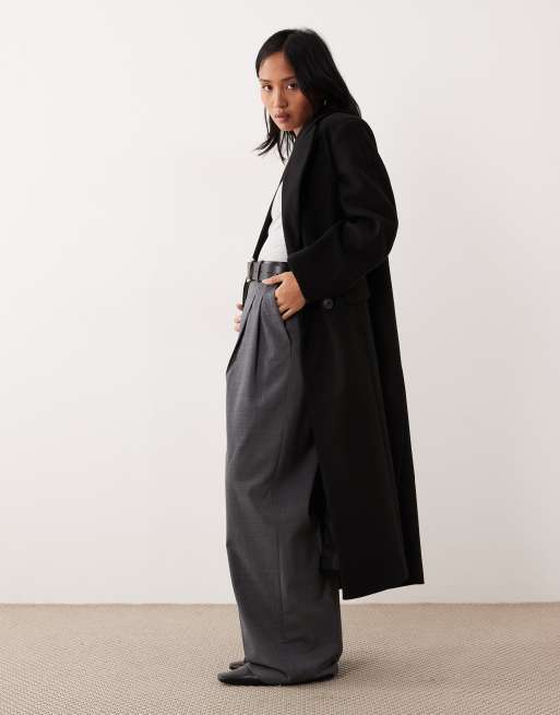 ASOS DESIGN Petite - Manteau long habillé effet sculptant - Noir, 3 de 4