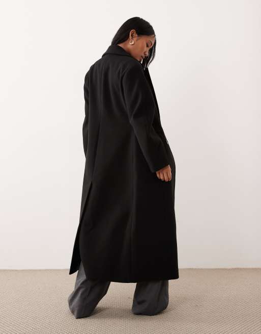 ASOS DESIGN Petite - Manteau long habillé effet sculptant - Noir, 4 de 4