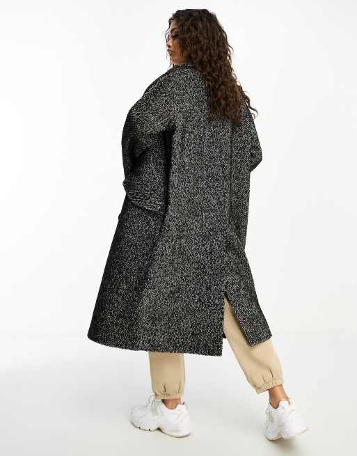 ASOS DESIGN Petite - Manteau oversize à enfiler avec motif à chevrons - Noir, 2 de 4
