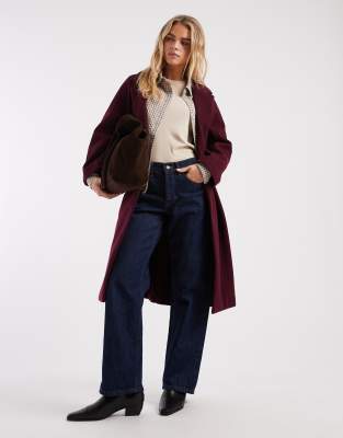 ASOS DESIGN Petite - Mantel zum Überziehen in Burgunderrot