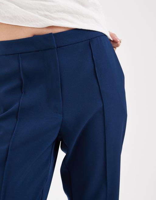 ASOS DESIGN Petite - Marineblå skræddersyede bukser med svaj, 5 af 5