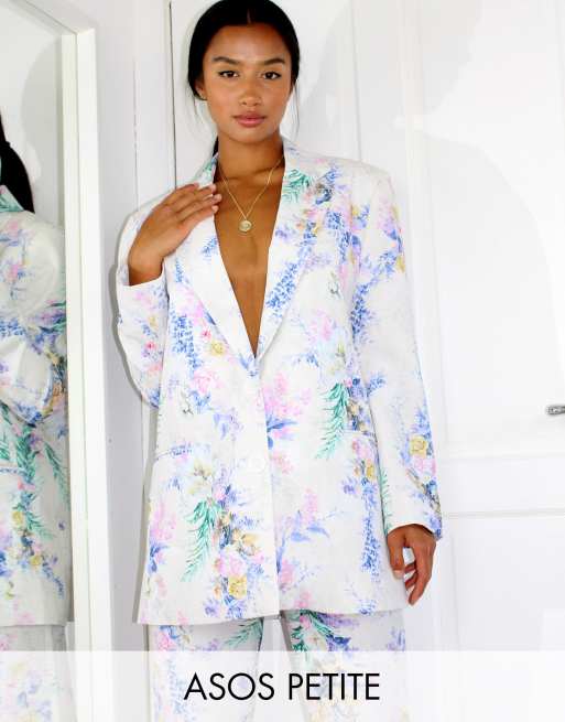 ASOS DESIGN Petite – Marynarka garniturowa o kroju dad w kwiaty