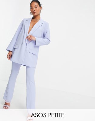 ASOS DESIGN Petite – Marynarka garniturowa supersize o fasonie boyfriend z dżerseju w kolorze lawendowego błękitu