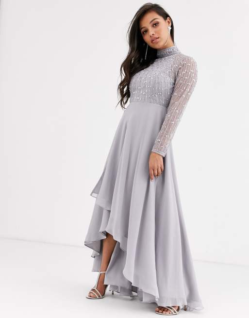 Asos design maxi dress with long 2025 sleeve embellished bodice