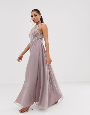 asos design tulle maxi dress with embellished waist