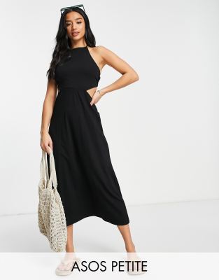 ASOS DESIGN Petite – Maxikleid In Schwarz Mit Neckholder Und ...