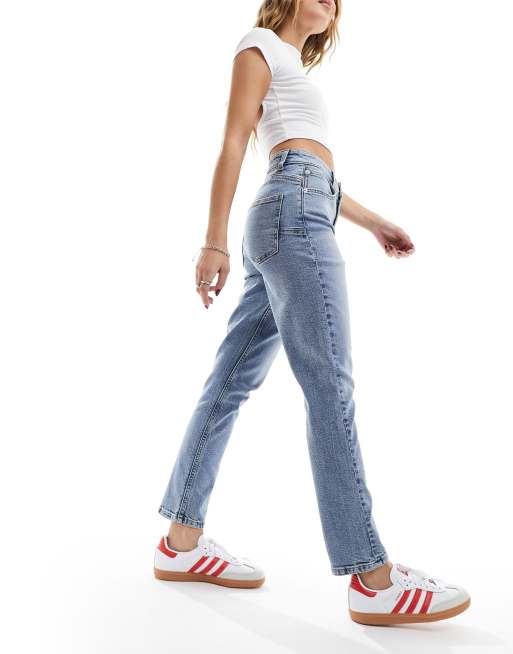 ASOS DESIGN Petite – Mellanblå, bekväma mom jeans i smal passform och skulpterande stil, 5 av 5