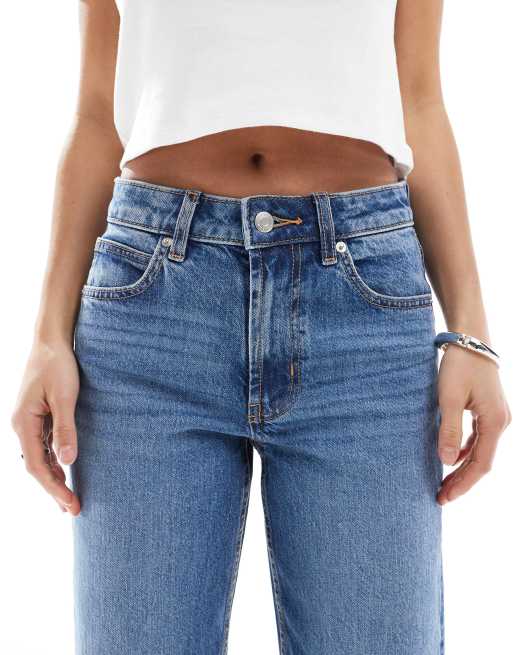 ASOS DESIGN Petite - Mellemblå jeans med lige ben og behageligt stretch, 5 af 5