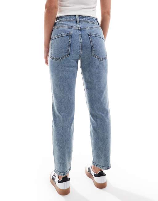 ASOS DESIGN Petite - Mellemblå mom-jeans i slim fit, 4 af 5