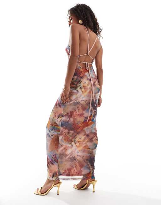 asos pink mesh dress ASOS Design - Mesh Maxi Dress - Women - Polyester - S