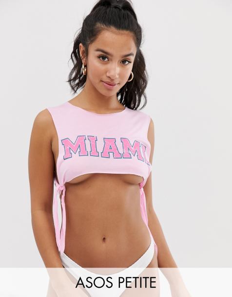 ASOS DESIGN Petite Miami jersey beach super crop top
