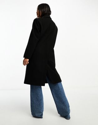 ASOS DESIGN Petite mid length dad coat in black