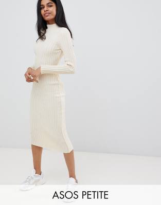 ASOS DESIGN Petite midi dress in ribbed 