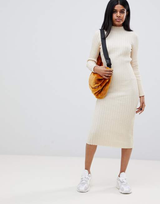 Petite Ribbed-Knit Midi Dress