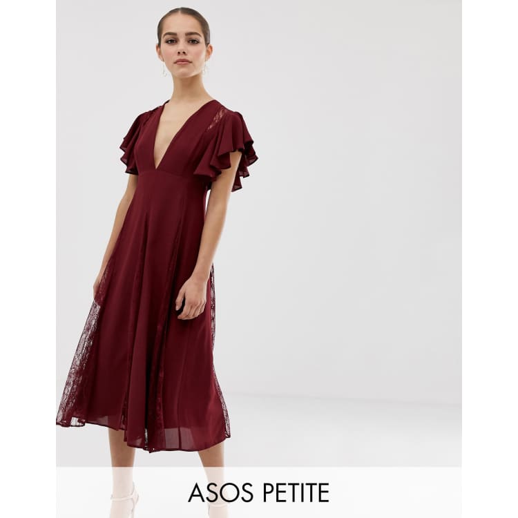 Asos design midi dress with sale lace godet panels