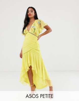asos yellow midi dress