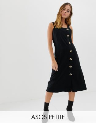 black midi pinafore dress