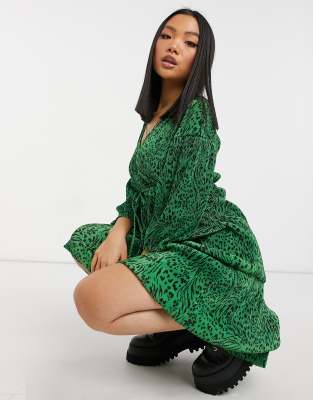 asos green animal print dress