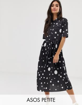 topshop pleated spot shirt dress