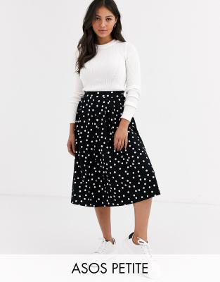 black and white polka dot skirt outfit