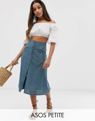 asos design midi skirt with button front