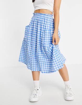 asos gingham midi skirt