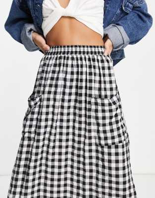 asos gingham midi skirt