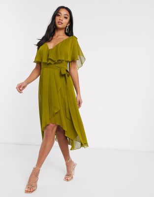 petite cape sleeve midi dress