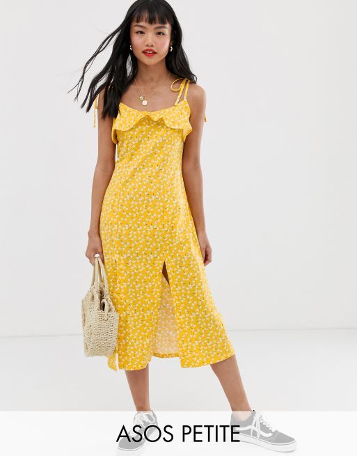 ASOS DESIGN Petite midi sundress with splits in ditsy print | ASOS