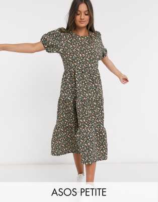 black floral smock dress