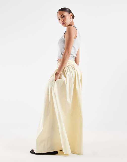 ASOS DESIGN Petite midikjol med volym och elastisk midja i buttermilk, 3 av 5