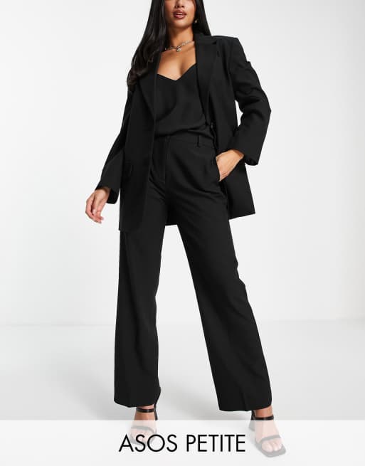 ASOS DESIGN Petite – Mieszaj i łącz – Czarne dopasowane spodnie garniturowe o prostym kroju 