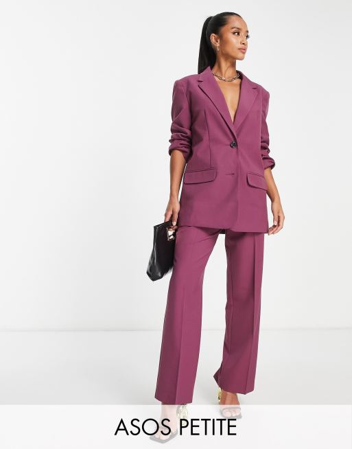 ASOS DESIGN Petite – Mieszaj i łącz – Śliwkowa dopasowana marynarka garniturowa o fasonie boy