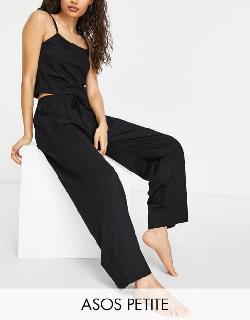 ASOS DESIGN Petite - Miks og match - Pyjamasbukser i sort bomuld - BLACK