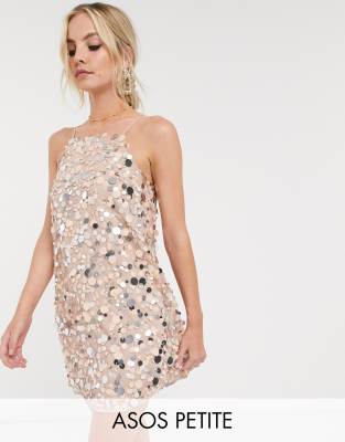 ASOS DESIGN Petite mini dress in disc sequin | ASOS