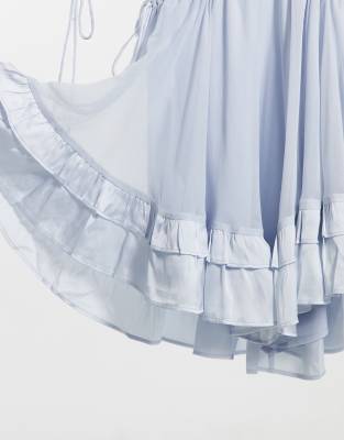 asos blue ruffle dress