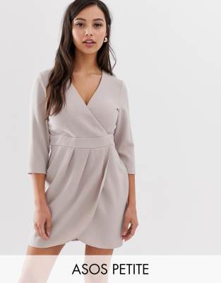 asos design mini dress with wrap skirt