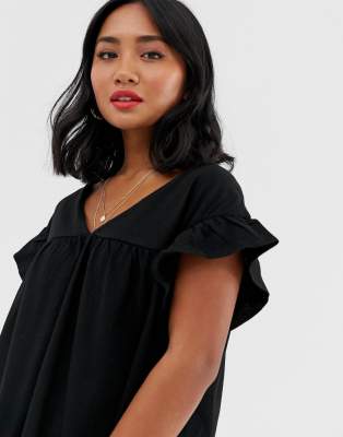 Asos design mini reversible outlet cotton slub smock dress