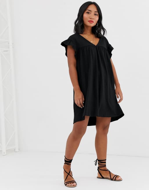 Asos design mini reversible shop cotton slub smock dress